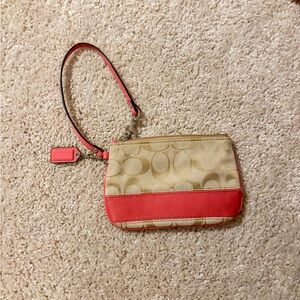 Coach Beige and Red Wristlet